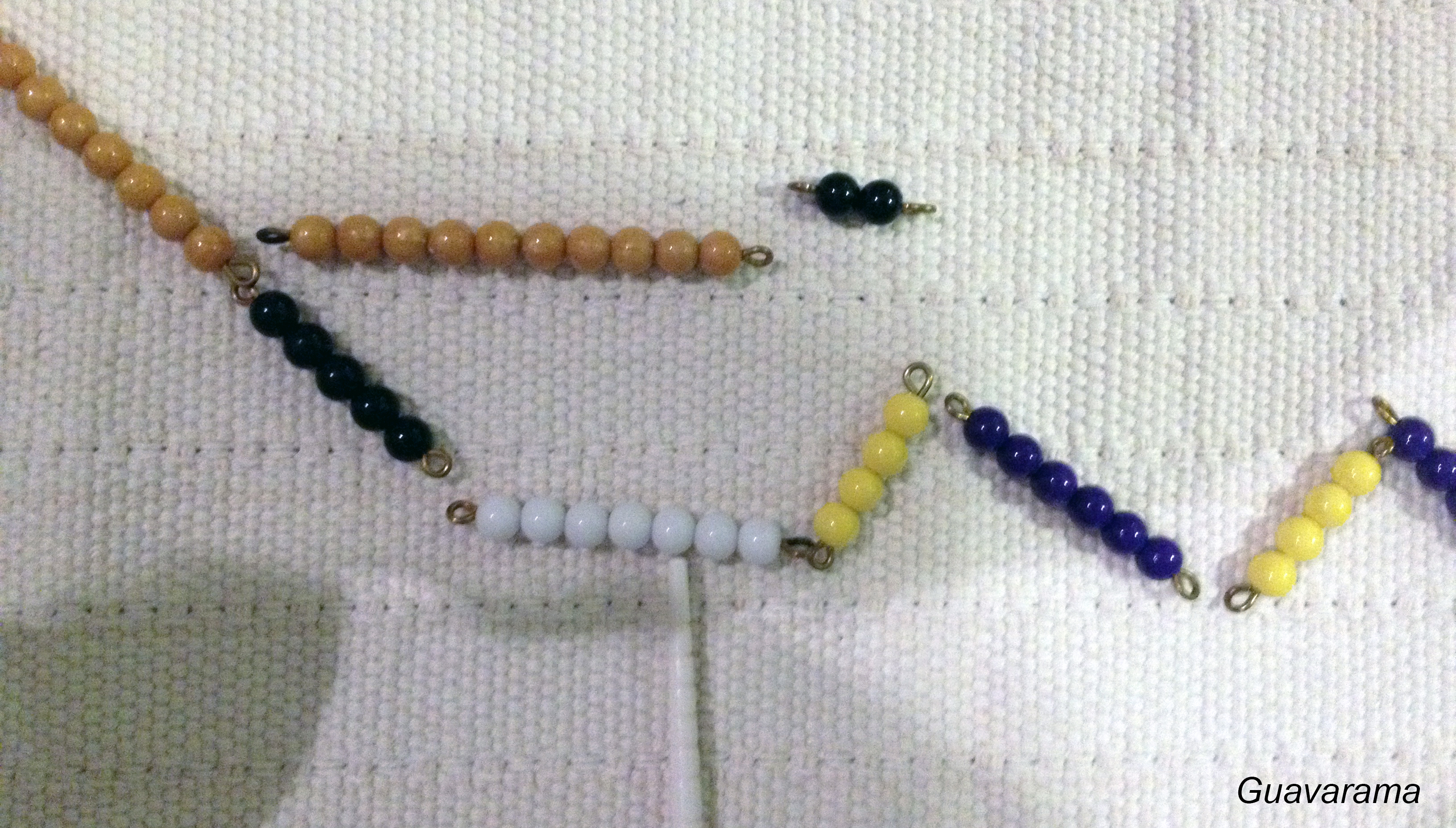 Mark the spot where you count to 10, exchange that for 10-bar (gold) and place black/white bead bars for leftover beads.
